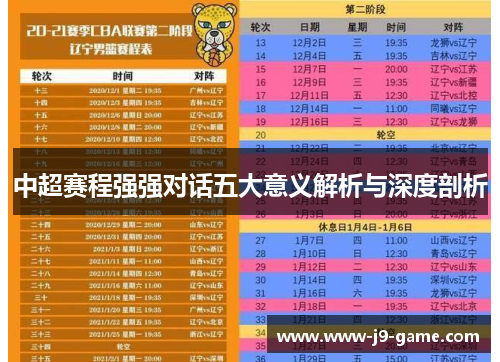 中超赛程强强对话五大意义解析与深度剖析