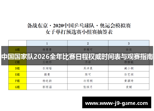 中国国家队2026全年比赛日程权威时间表与观赛指南